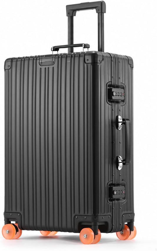 All Aluminum Carry On Luggage with Spinner Wheels, 20 Inch Red | Zipperless Hard Shell Suitcase with Jelly Wheels, TSA Lock, Leather Handle, Lightweight Luggage for Travel or Business Trip