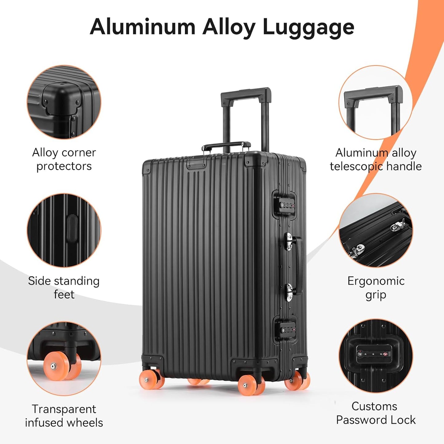 All Aluminum Carry On Luggage with Spinner Wheels, 20 Inch Red | Zipperless Hard Shell Suitcase with Jelly Wheels, TSA Lock, Leather Handle, Lightweight Luggage for Travel or Business Trip