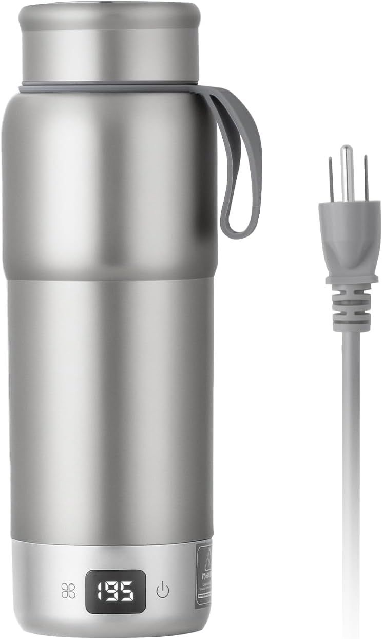 Pure titanium Electric Heated Travel Kettle | ,17.5 oz,Double-layer vacuum, Portable Electric Kettle, Adjustable Multi-Temperature Settings, 100V-240V Compatible.