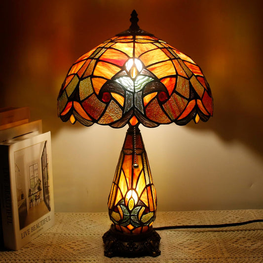 Tiffany Stained Glass Table Lamp 12X19 Inches Red Stained