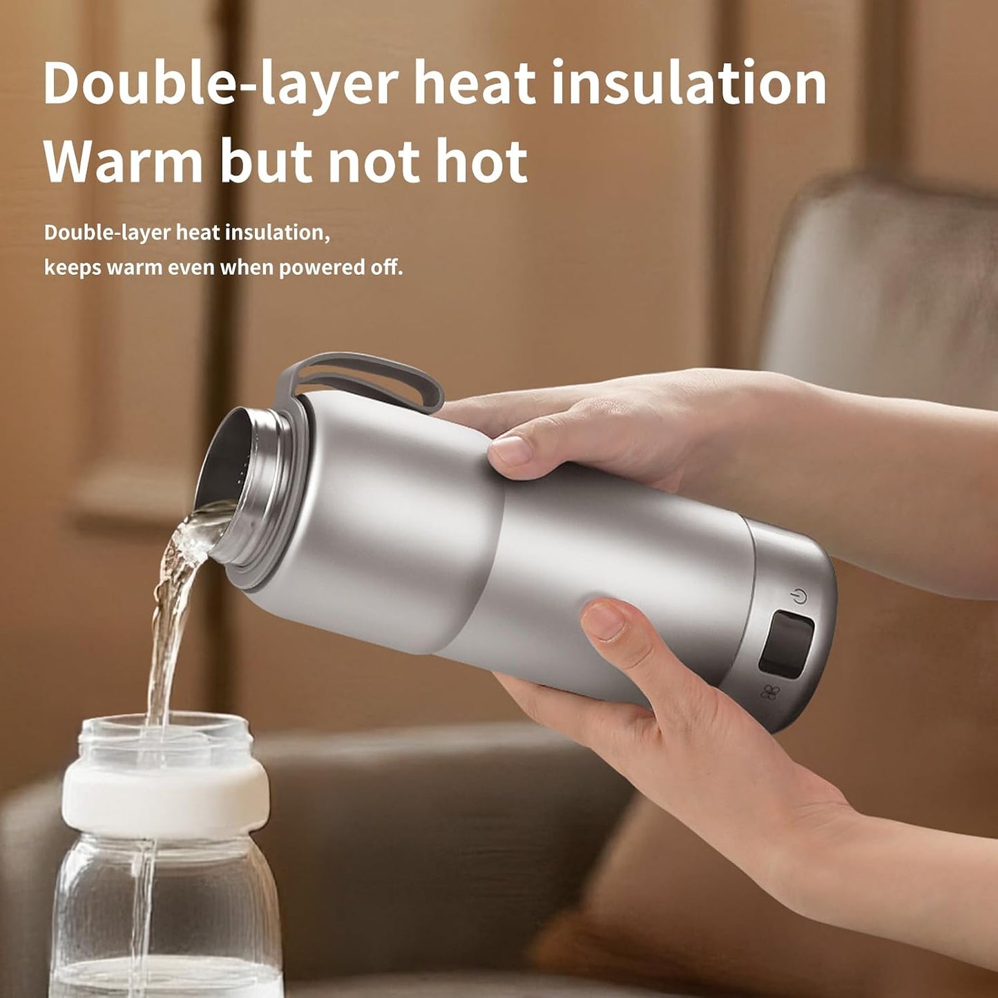 Pure titanium Electric Heated Travel Kettle | ,17.5 oz,Double-layer vacuum, Portable Electric Kettle, Adjustable Multi-Temperature Settings, 100V-240V Compatible.