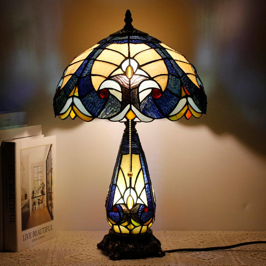Tiffany Stained Glass Table Lamp 12X19 Inches Red Stained