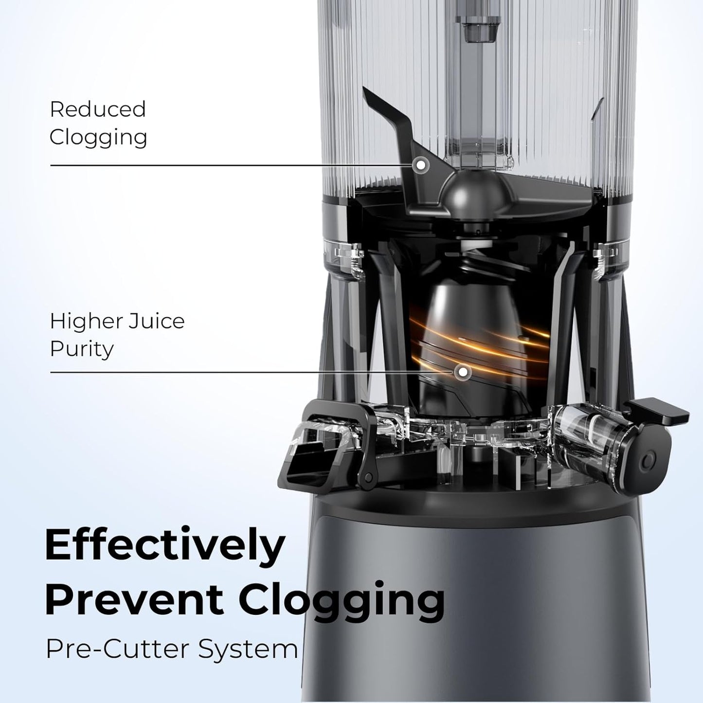 Juicer Machines, 3-in-1 Cold Press Juicer, Premium Gray | Makes Juice, Nut Milk & Sorbet, 6.5" Extra Large Chute, 100oz Large Capacity, AC Motor