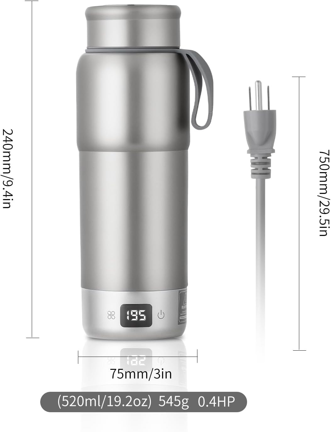 Pure titanium Electric Heated Travel Kettle | ,17.5 oz,Double-layer vacuum, Portable Electric Kettle, Adjustable Multi-Temperature Settings, 100V-240V Compatible.